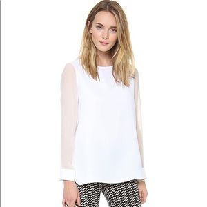 Theory Toska C White Long Sleeve Blouse